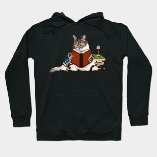 Cat Reading Book, Funnny Cat Lover Hoodie